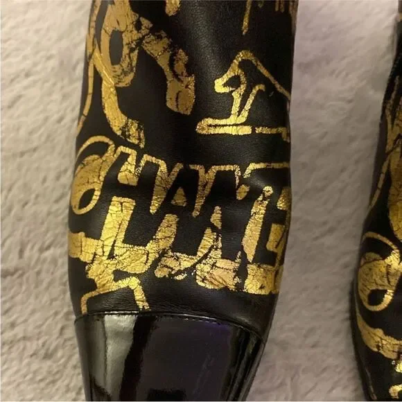 Chanel Black and Gold Ankle Boots, US7 - Picture 3 of 12